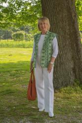 Green patterned vest and a lovely park