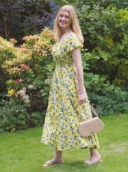 Wearing The Boden Lemon Print Midi Dress