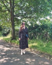 Black Floral Midi Dress Outfit