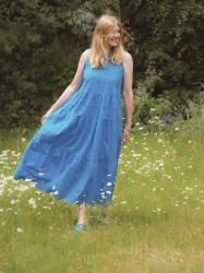 Wearing An M&S Blue Tiered Cutwork Maxi