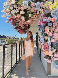 Petite Friendly Blush Pink Lace Cocktail Dress