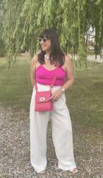 White Trousers & a Hot Pink Crop Top!
