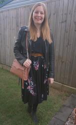 Kmart Floral Dresses, Boots, Leather Jacket and Studded MAB For The Office | Weekday Wear Link Up
