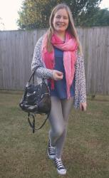 Blue Tops, Pink Scarves, Cardigans and Skinny Jeans | Weekday Wear Link Up