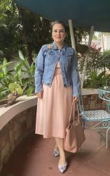 Jean jacket with vintage dress