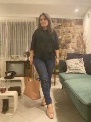 Pink flats and tote
