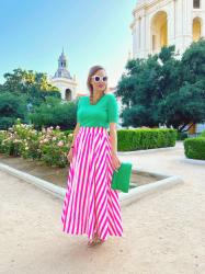 Pink Striped Maxi Skirt