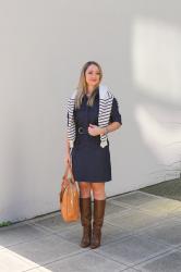 Fall Style: Denim Dress + Knee High Boots