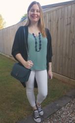 Black Toppers, White Jeans, Teal Love Too Bag | Weekday Wear Link Up