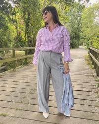 Styling Tailored Trousers with a Stripey Shirt - #Chicandstylish #LINKUP