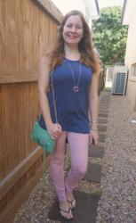 Pink and Navy Skinny Jeans Outfits