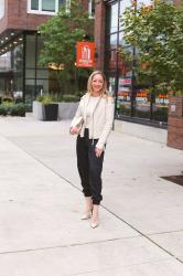 Fall Style: Satin Cargo Pants + Faux Leather