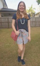 Navy Tees, Shorts, Prints and Pink Jean MAC Bag