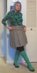 Bond Boots, Houndstooth and Swirly Green (and More Poncho!)