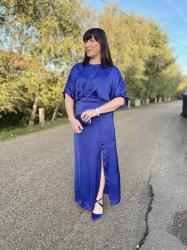 Cobalt blue maxi with matchy matchy accessories. 