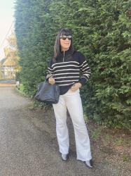 Black & White Stripes with Ecru Jeans -Chic & Stylish #LINKUP