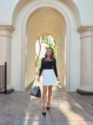 Petite Friendly Winter White Tweed Skirt