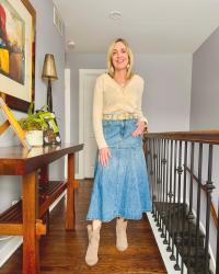 3 Ways to Style a Long Denim Skirt
