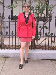 MY NEW RED BLAZER AND A-SHAPE SHORT SKIRT OUTFIT