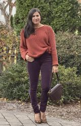 {outfit} Cozy Knit Sweater and Velvet Jeans for Thanksgiving Dinner
