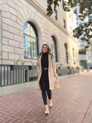 Petite Friendly Camel Coat and All Black