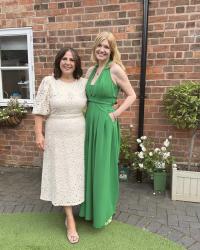 Christmas Outfit: Green Jumpsuit and Statement Necklace