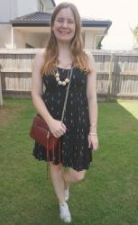 Tiered Dresses and Burgundy Bag With Converse