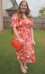 Printed Dresses and Red Saddle Bag