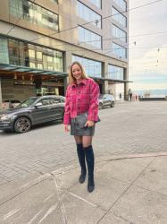 Winter Style: Plaid Shacket + Faux Leather Skirt + OTK Boots