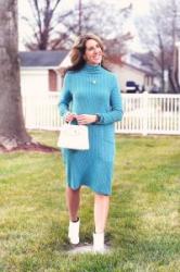 Comfortable Yet Fashionable Teal Sweater Dress