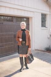 Stylish Winter Outfit: Skirt + Tall Boots