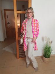 Zwillingsherz Cardigan mit Hahnentritt-Muster im Sale