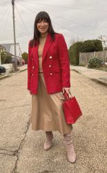 Tan & Crimson Red  - Chicandstylish #LINKUP