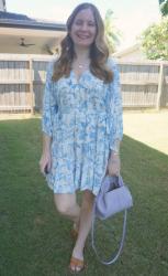 Blue Printed Dresses And Lilac Polene Numero Neuf Mini Bag