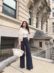 Transitional Spring: chic navy trousers