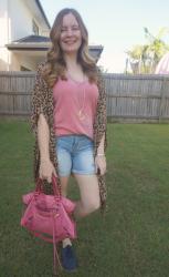 Pink and Leopard Print Outfits With Sorbet Balenciaga City Bag