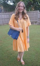 Tiered Linen Dresses And Cobalt Jumbo Love Bag