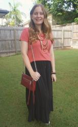 Maxi Skirts With Colourful Tees and Matching Bags
