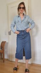 Outfit | Double Denim, oder wie trage ich einen langen Jeansrock?
