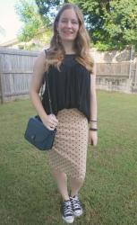Black Tops, Textured Pencil Skirts and Converse With Love Too Bag