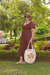 Brown Shirred Maxi Dress + Style With a Smile Link Up