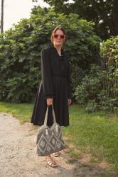 A Ruffle Black Dress on the South Fork of Long Island on a Lovely Summer Day.