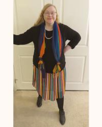 Birthday Beads, DIY Pearl/Rhinestone Necklace, and Circus Striped Winter Outfit