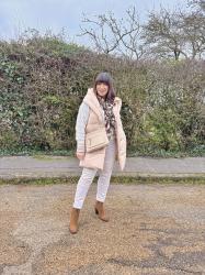 Winter Whites with Tan Boots - Chic & Stylish Linkup.