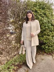 Pearls with a cream outfit - Chic & Stylish Linkup.