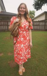 Red Printed Dresses With Chloe Marcie Shoulder Bag