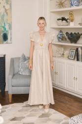 Add A Touch of Glamour In A Gold Linen Dress