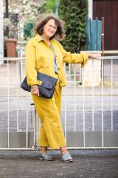 Co-ord, Culotte in Gelb mit Blau