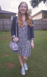 Navy and White Dresses With Blazers and Lilac Polene Numero Neuf Mini Bag