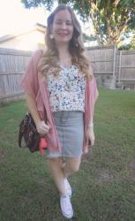 Pink and Grey Skirt Outfits With Thrifted Camis